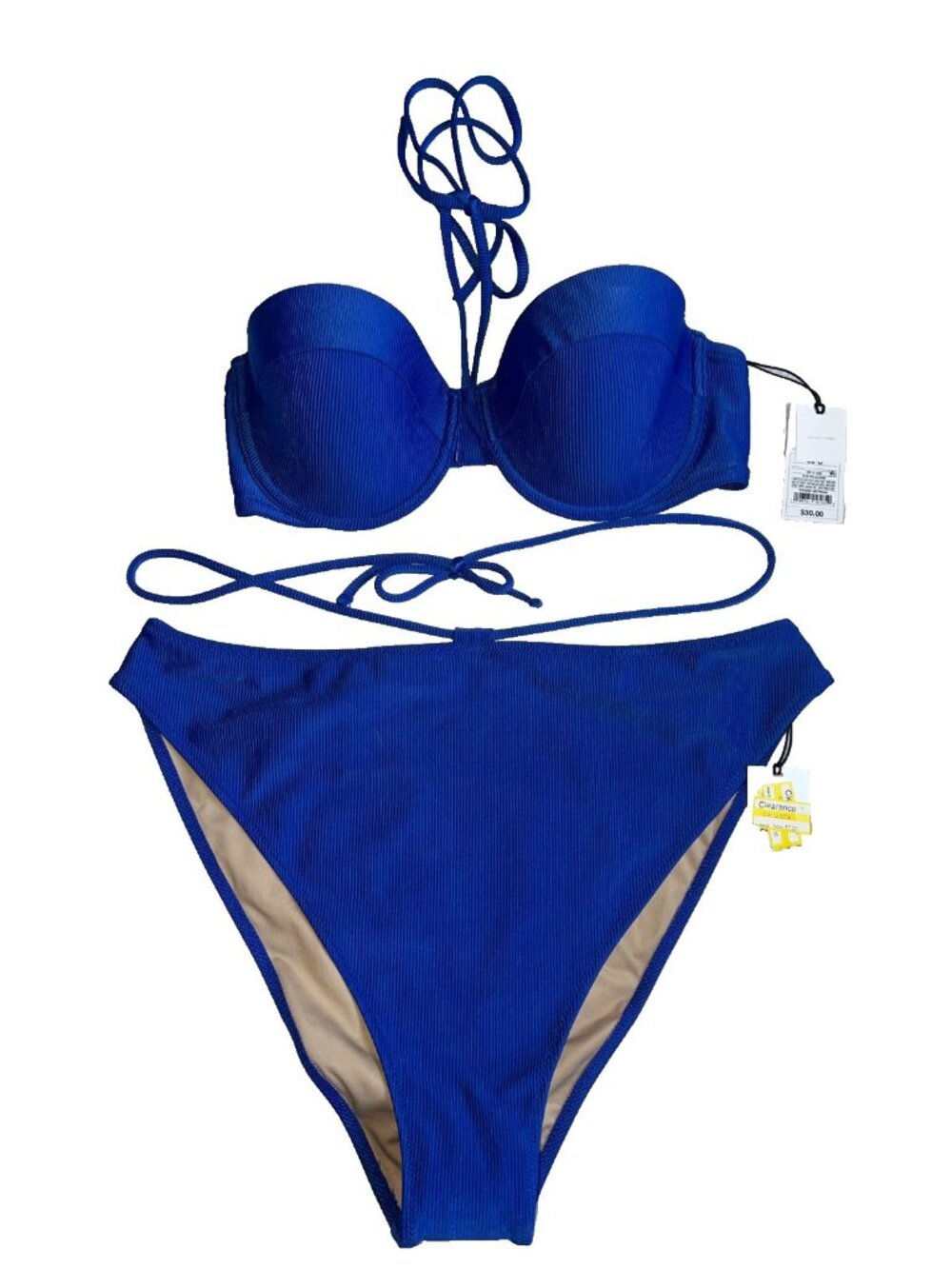 Shade & Shore blue swim suit bathing suit size XL 36C 2 pc NEW Top bottom